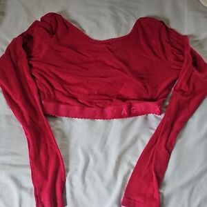 Savage X Fenty Red Ruched Crop Blouse